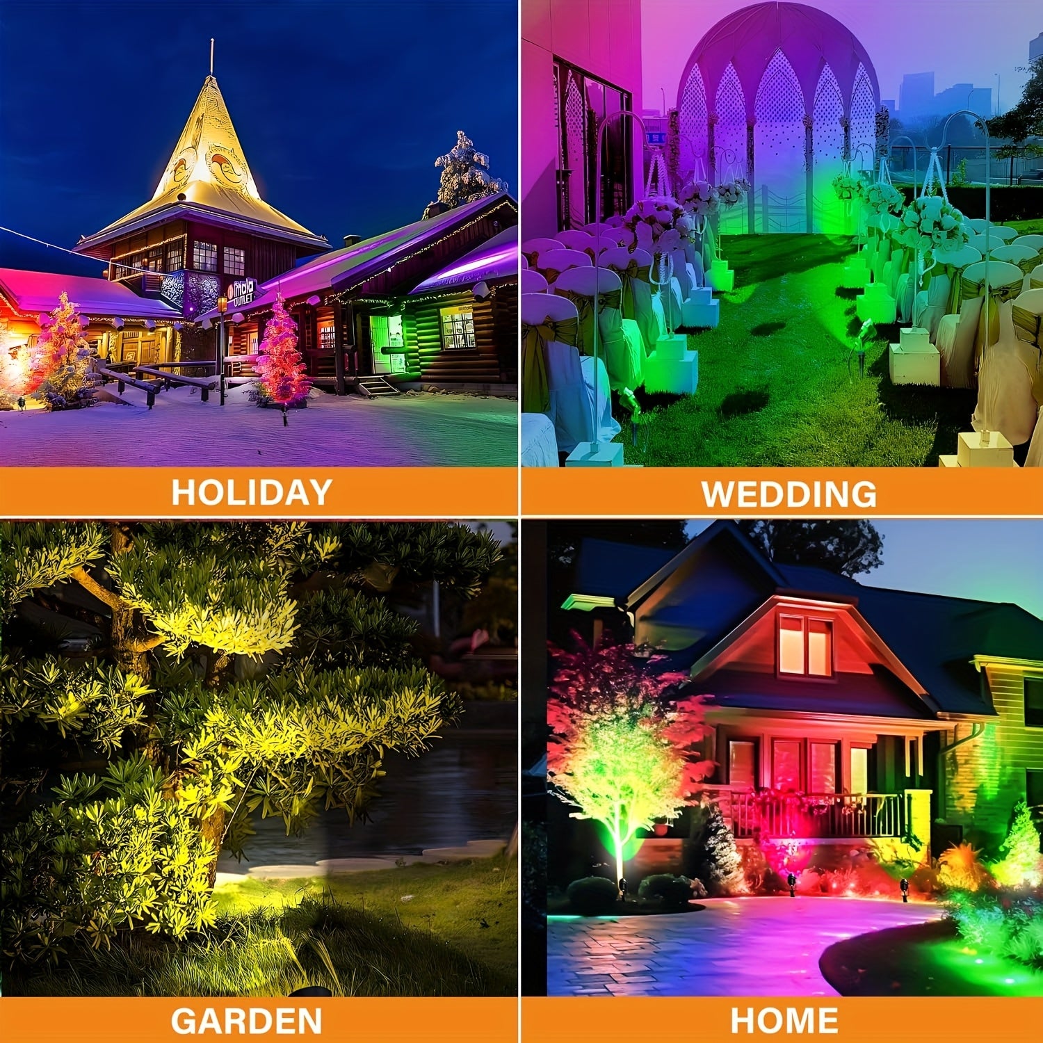 2/4/6/8/10-Piece Low Voltage Landscape Light, Warm + RGB, DC12V-24V, LED Color Changing Landscape Lighting, IP66 Outdoor Spotlight, Christmas Halloween Decorative Light, Suitable for Courtyard, Garden, Path