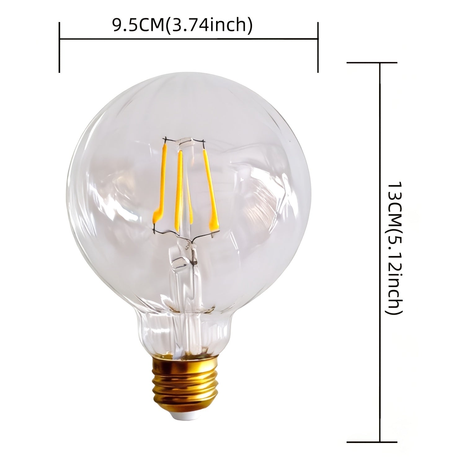 1-pack, vintage LED bulb wave gold tone 4W 120V E26 Edison classic decorative bulb 2700Kelvin warm light amber glass clear glass