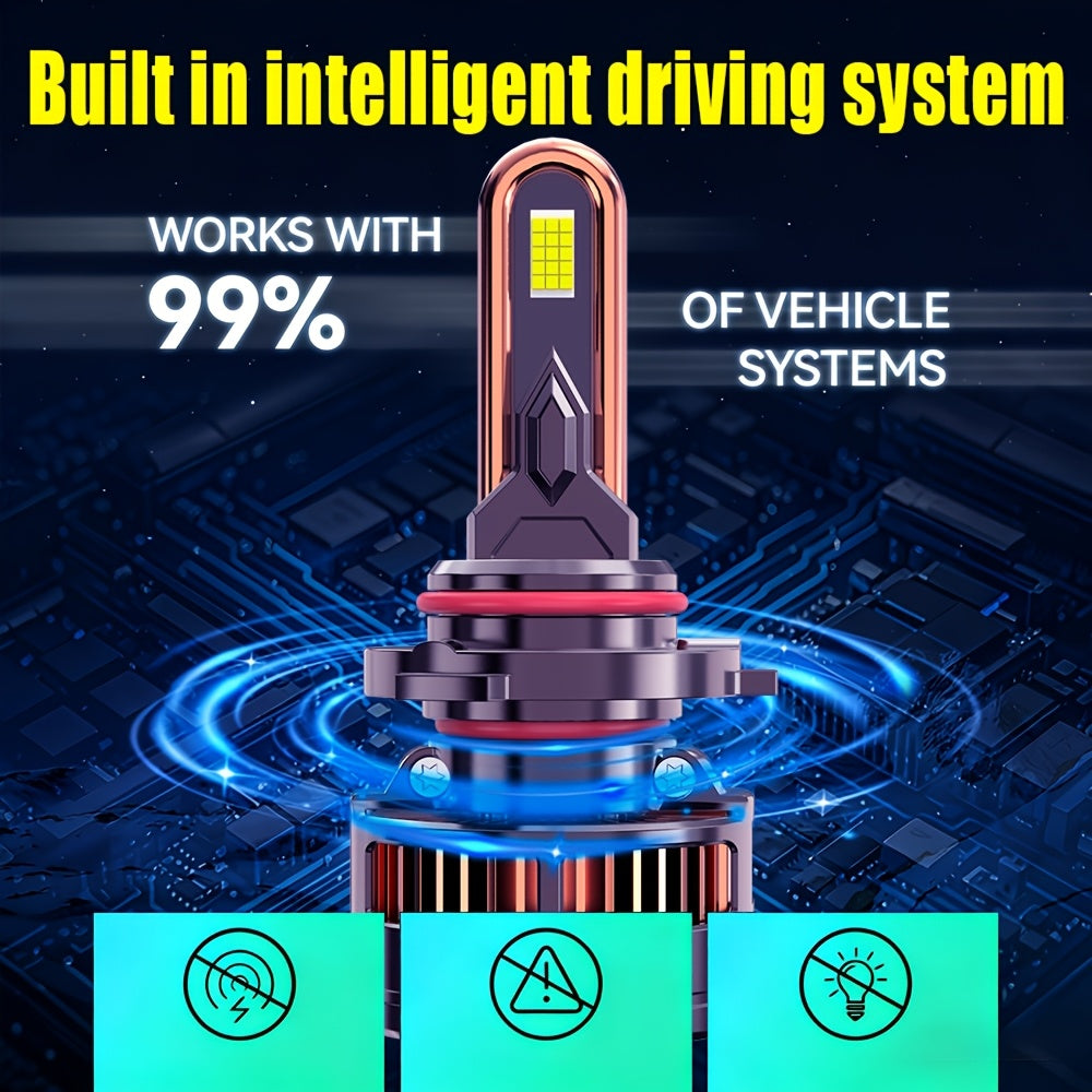 2-Pack LED Car Lights, Compatible with H11/H7/H4/H1, 9005/9006/9012 - 50000LM, 300W High/Low Beam, 7500K Cool White Light, Equipped with 12000 RPM Turbo Cooling Fan, Fits Various Vehicle Models, No Battery Needed