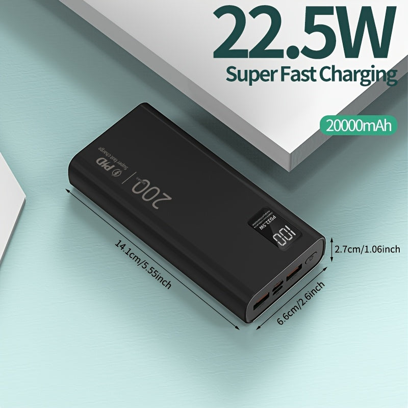 22.5W Fast Charging 20000Mah Portable Power Bank PD20W Dual Input Three Output