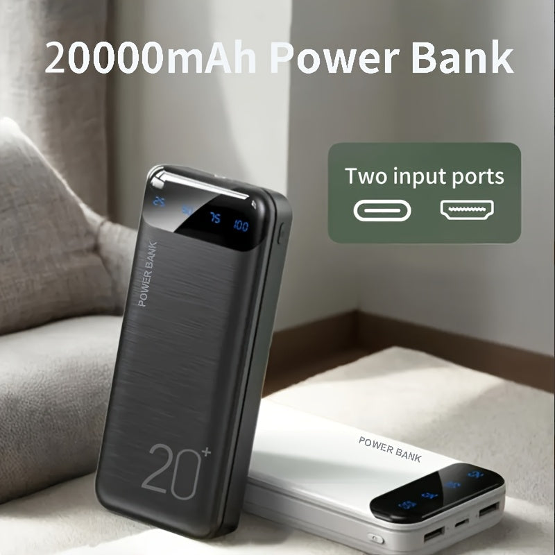 High-Capacity Outdoor Emergency Power Bank with 10000/20000Mah. Features Dual USB Outputs, Type-C And Micro Input Ports, an LED Digital Battery Indicator, And a Safe, Stable Polymer Lithium Battery, Making It Ideal for Charging Mobile Phones