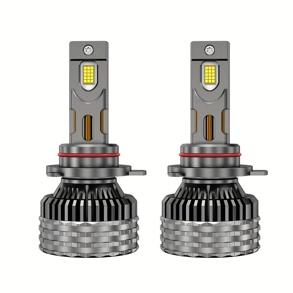 2-Pack H4 H7 LED Car Headlight Bulbs, Canbus Compatible, Including H11, H1, H3, HB3 9005, HB4 9006, 9012, Hir2 9007, and H13. Features 4 Copper Tubes, Emits 6000K White Light, for 12V Vehicles, No Battery Included