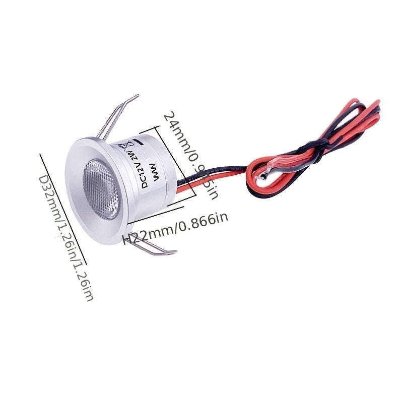 迷你天花灯 LED小拇指灯 DC12V 开孔27mm 嵌入式2W小射灯适用于橱柜 酒柜 珠宝展示柜 圣诞节装饰 餐厅 朋友聚会