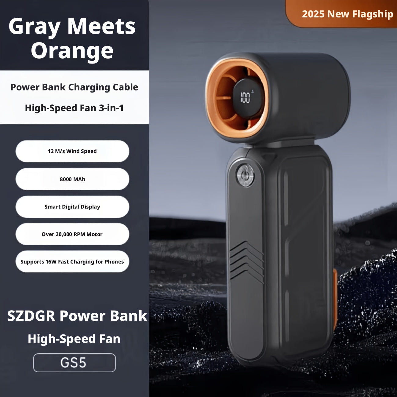 Portable Rechargeable Handheld Fan, 8000mAh Power Bank for Phone Charging, Built-in Phone Holder, USB Charging Neck Hanging Fan, Ideal for Office, Outdoor Camping and Picnic, Perfect Gift for Family, Friends, Valentine's Day and Christmas