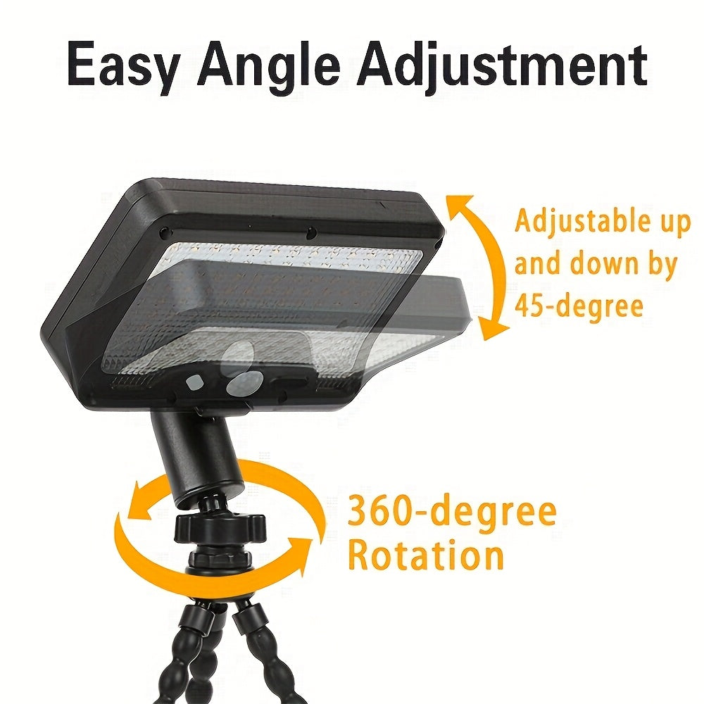 1PC Commercial Street Solar Motion Sensor Light, Solar Wall Light with Foldable Flexible Bracket, 92LED Street Light, 3 Modes Auto On/Off, Perfect for Outdoor Tree Branches, Tents, Camping, Tabletops, Walls, Streets, Garden Security Lighting