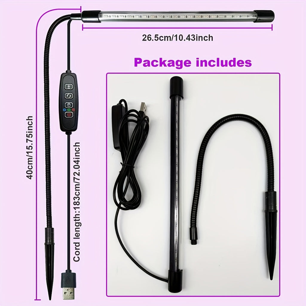 1 Pack LED Plant Grow Light Flexible Gooseneck Full Spectrum Dimmable Auto Timer for Indoor Potted Bonsai House Plants