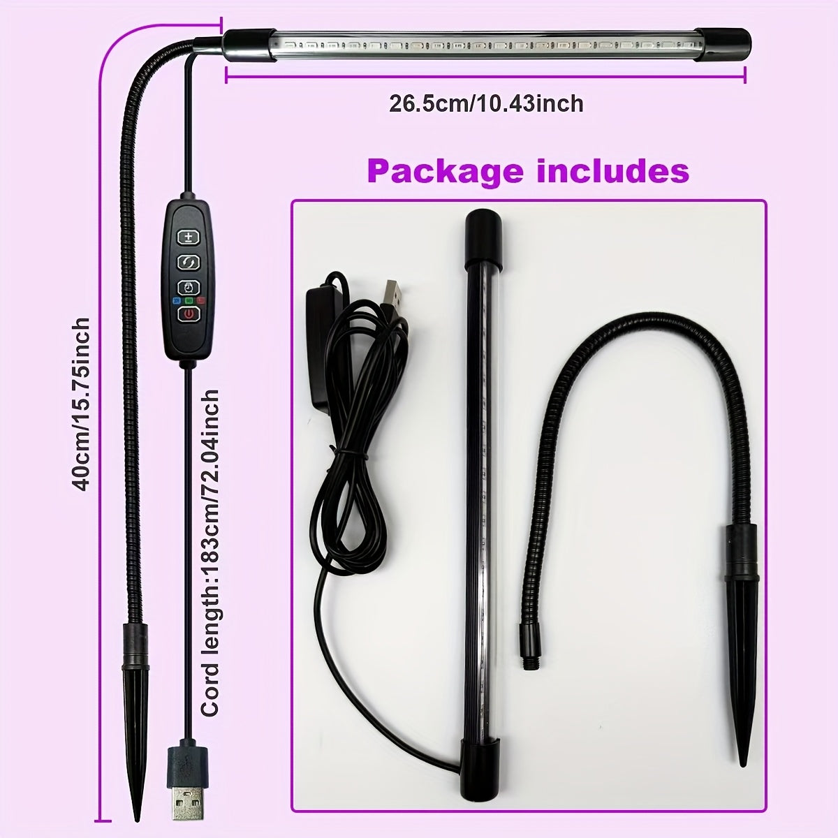 1 Pack LED Plant Grow Light Flexible Gooseneck Full Spectrum Dimmable Auto Timer for Indoor Potted Bonsai House Plants