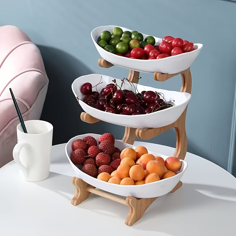 Fast Shipping, 1-Tier / 3-Tier Fruit Tray Stand, Kitchen Counter Storage Rack, Space-Saving Multi-Layer Fruit Vegetable Bowl, Suitable for Dining Table Pantry Cafe, Modern Wave Design Stylish Home Essential for Daily Cooking