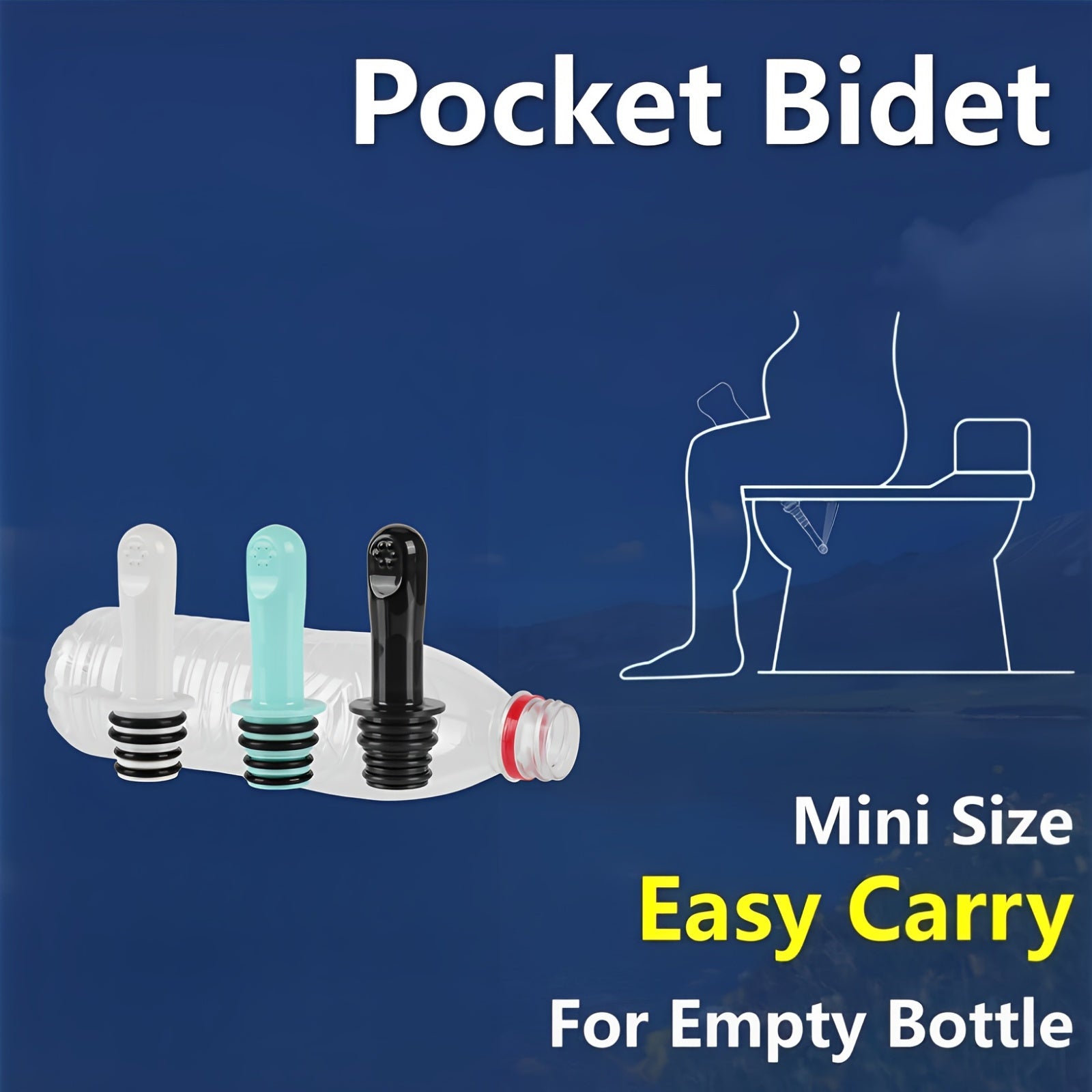 紧凑型旅行式冲洗器，用户友好，适配大多数瓶子，适合各种卫生需求，包括孕期、月经护理和老年人辅助，非常适合家庭或户外使用