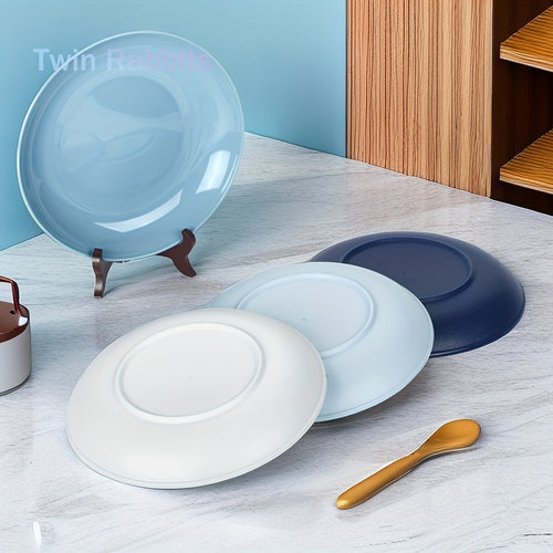 1 Pack of 4-Piece Unbreakable 9-Inch Plastic Plates, Microwave & Dishwasher Safe, Dinner Plate Set for Home, RV, Parties (Blue Series)