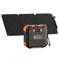 可攜式電源站 120W/150W/200W 峰值 露營太陽能發電機 98/166/172.8Wh 電源供電器，含 30/60W 太陽能板，具備 110V AC 插座和多重輸出 LED 手電筒，適用於 CPAP 家用露營 颶風 緊急情況 聖誕禮物