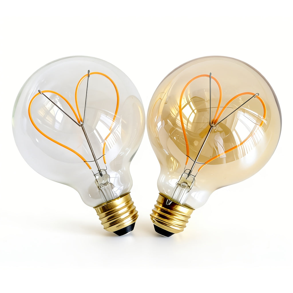 1 piece, Edison bulb LED bulb 120V 4W dimmable 2300 Kelvin super warm yellow light decorative bulb G30 heart-shaped bulb amber glass and clear glass globe bulb