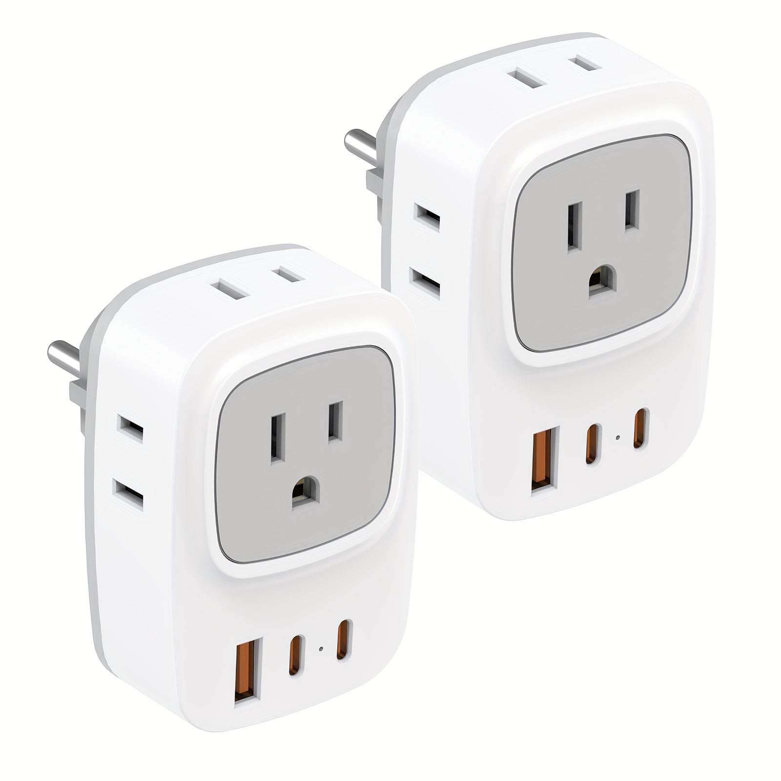 European Travel Plug Adapter with USB Ports(1 USB C), International Plug Adapter with 4 AC Outlets And 3 USB Charging Ports, USB Total Output 5V/3.1A, Type C Power Adapter Charger, Suitable for Travel, US to Most Of Europe, EU Italy Iceland France