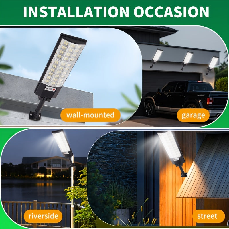 3D Curved Screen Integrated High-Brightness Solar Street Light, PIR Motion Sensor with Remote Control IP65 Street Light, Perfect for Parking Lots, Street Lighting, Courtyards, Gardens, Villas, Outdoor Solar Light
