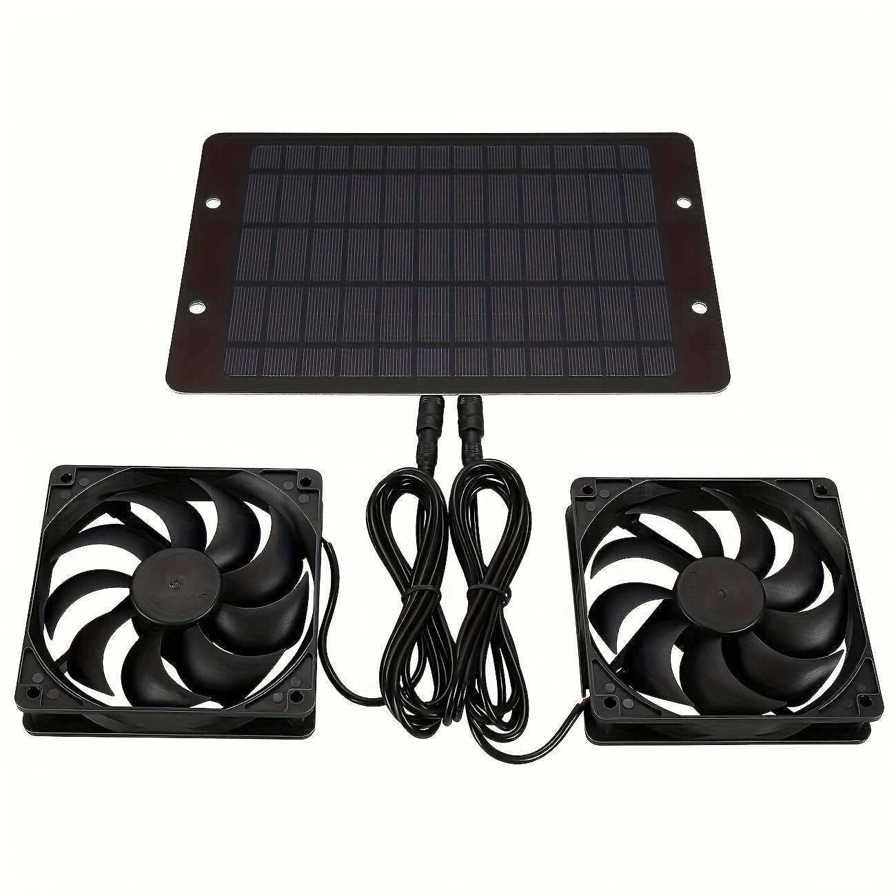 10W/12V Dual Fan Solar Powered Electric Ventilator, Solar Ventilation Exhaust Fan Kit for Outdoor Air Circulation, Ideal for Chicken Coop, Greenhouse, Shed, Pet House and Window Use, Battery-Free Operation