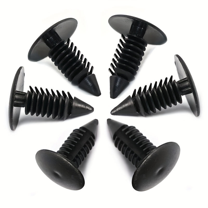 50/100-Pack 8mm Auto Plastic Barbed Christmas Tree Rivet Clips – Plastic Push Retainer Rivets, Bumper Clips, Fender Clips for GM & Ford