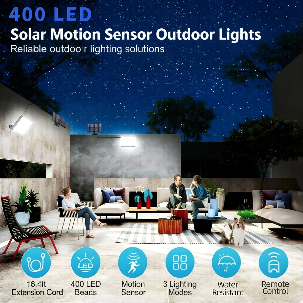 1 Pack 400 LED Outdoor Solar Light, Courtyard Wall Light with Sensor, Solar Street Light, IP65 Protection Rating, Automatic Dusk-to-Dawn Illumination, Perfect for Home Garden Pathway Lighting, No Wiring Needed, Energy Saving & Eco-Friendly