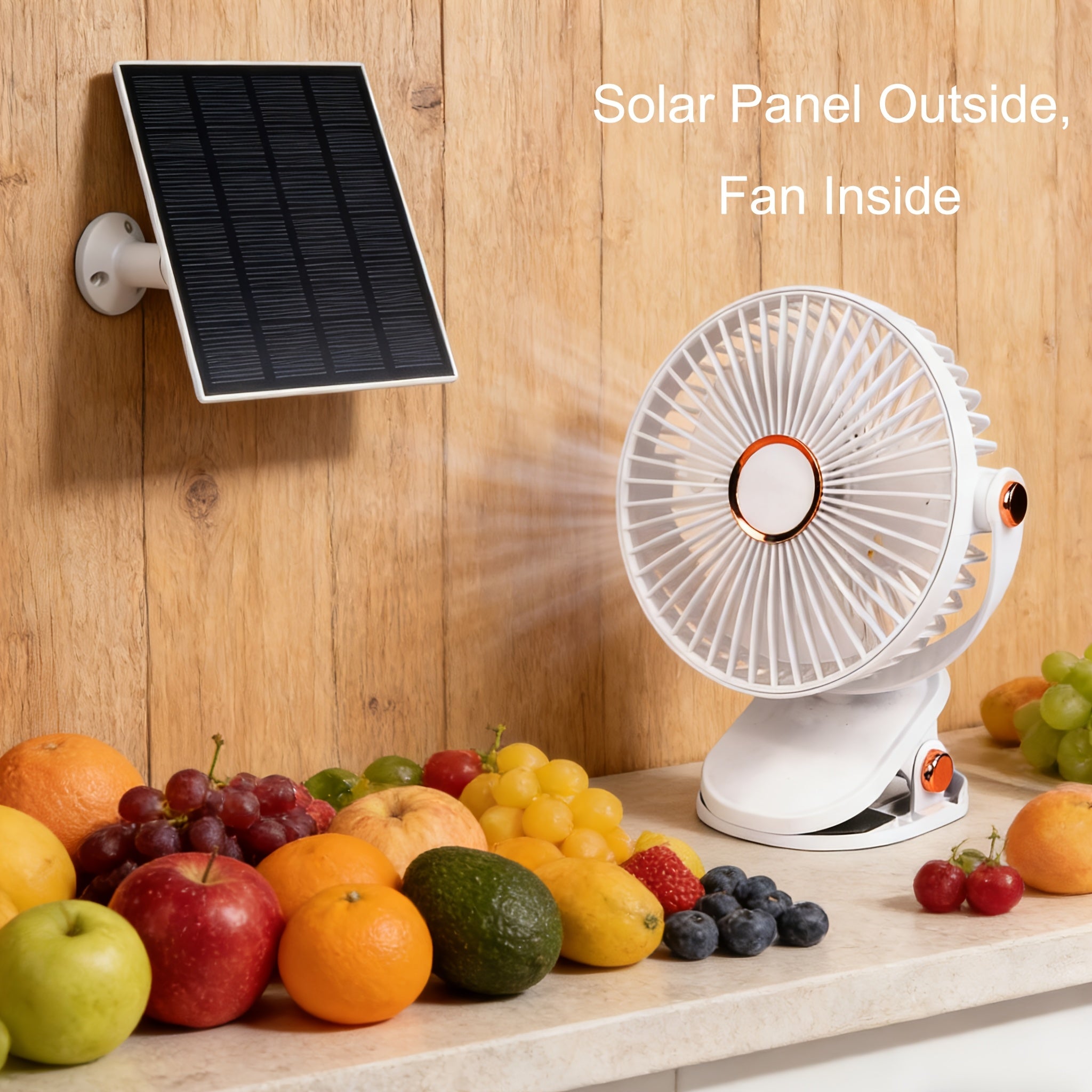 Solar Camping Fan Light - 5-Speed Rechargeable Clip-On Fan, Dual Power Supply (Solar & Battery), Built-in Rechargeable Lithium Battery, USB Charging Port and 5V Solar Panel - Multi-Scene Use: Picnic, Hiking, Fishing and Indoor Home Use During Hurricanes