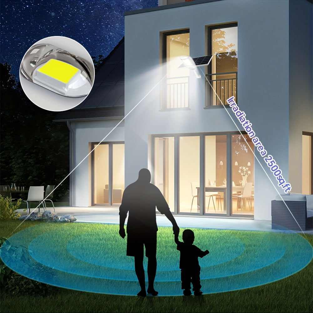 1 Piece Solar Outdoor Wide Angle Lighting, 232 LED Convex Lens Beads, Super Bright Large Street Light, Water Resistant, 6500K White Light, Split-Type Wall Mount Exterior Wall Light, with Remote Control, with 18000mAh Large Capacity Battery