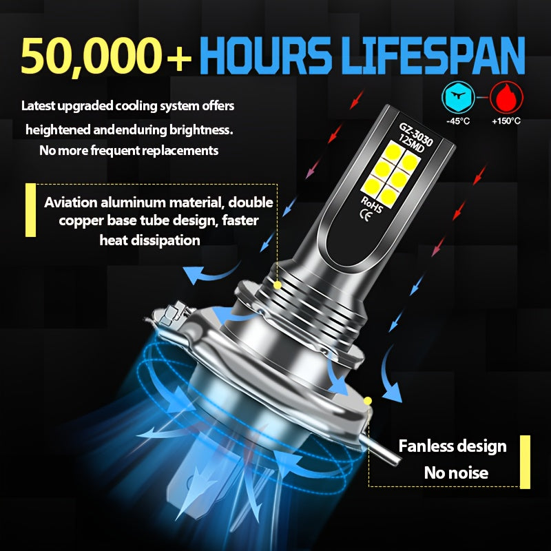 2PCS H4 9003 LED Headlight Bulbs Car and Truck Parts High/Low Dual Beam Kit 8000K Blue
