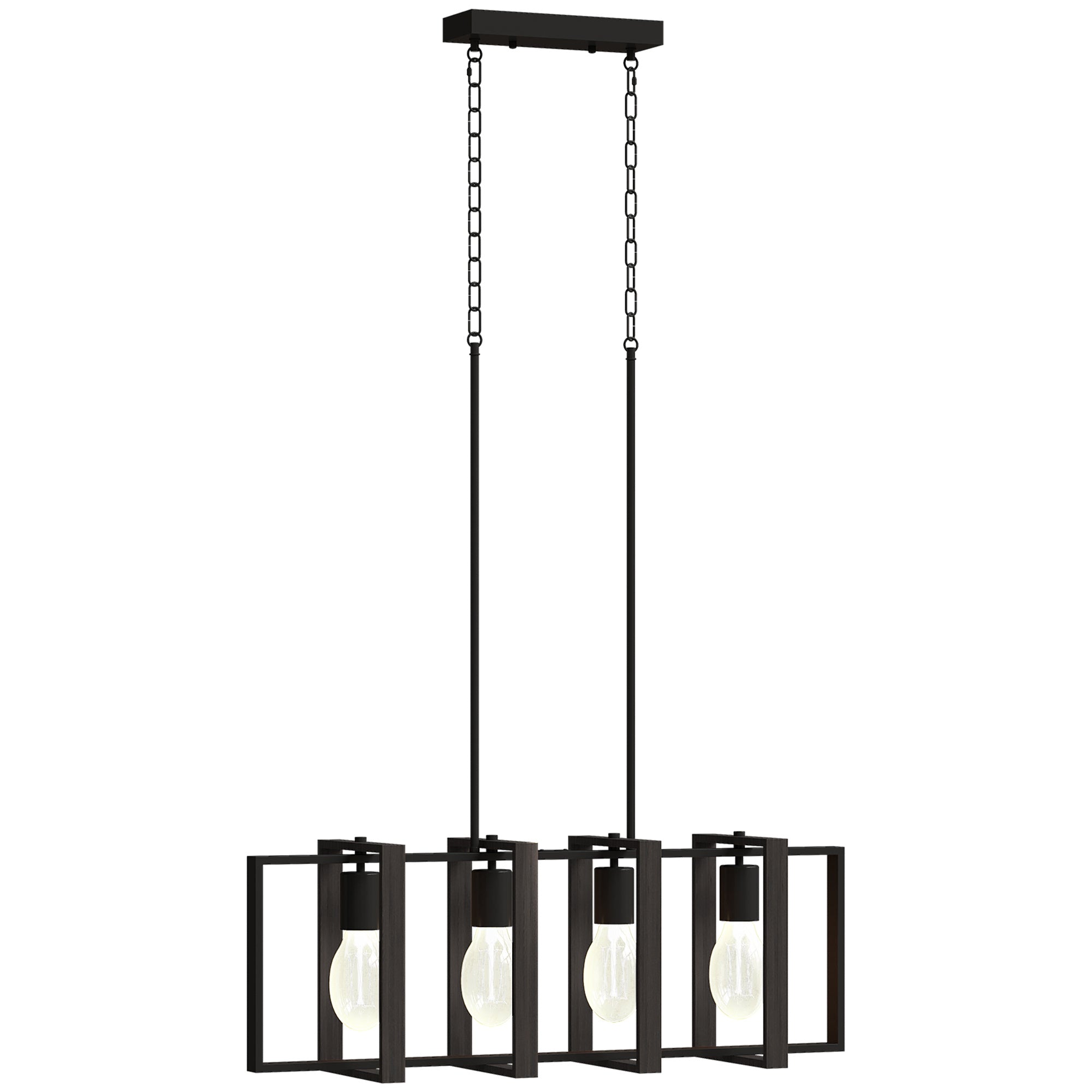HOMCOM 31.5-inch pendant light, farmhouse style kitchen island lighting fixture, equipped with 4 rotatable lamp arms and adjustable height, suitable for living room, dining room, hallway, E26 base, black