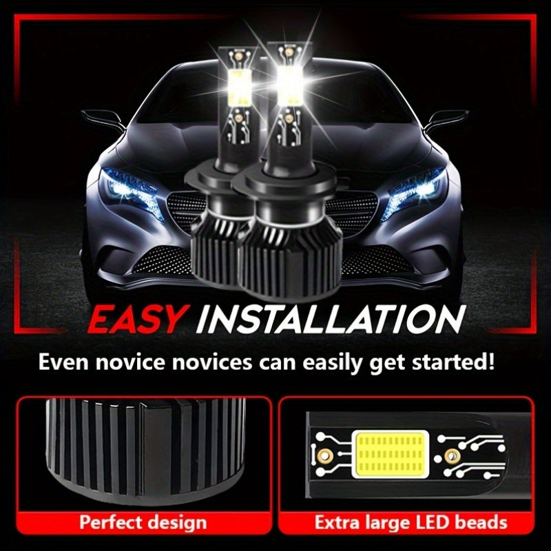 Car LED Light Kit (2-Pack), for Car Headlights, Compatible with 9005/HB3, 9006/HB4, H11, H4, H7, H1, F17 Models, Provides 15000 Lumens and 180W of 5000K White Light Illumination, No Battery Included