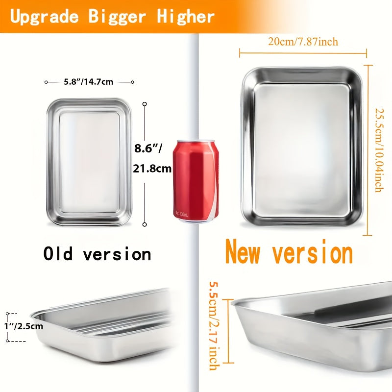 Stainless Steel Bread Tray Set of 3, Kimchi Plate, Oven-Safe Heat-Resistant Pan, Tray for Dipping Flour for Fried Foods, Thick Durable Material, Dip Tray, Cake Baking, Kitchen Storage, Kitchen Accessories, Kitchen Gadgets, Kitchen Supplies