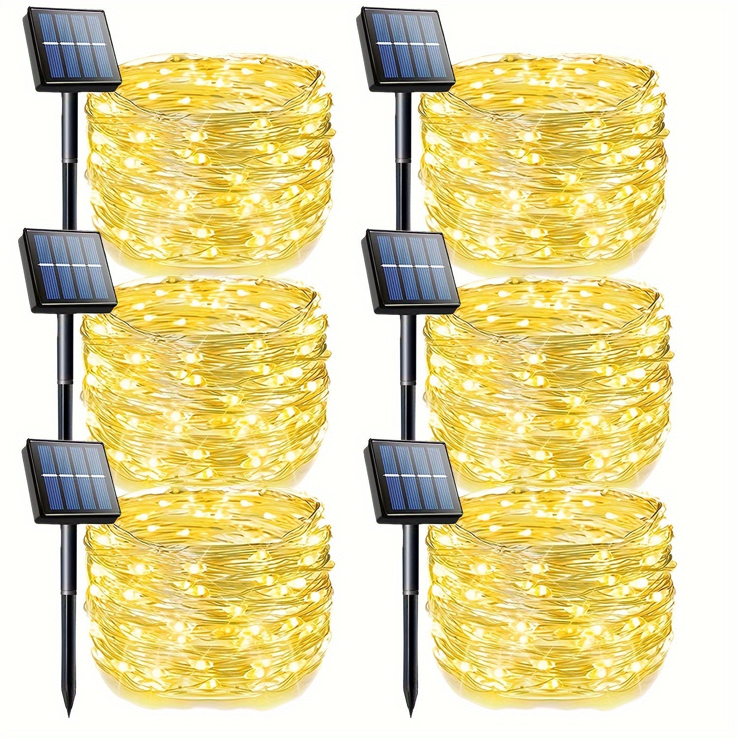 4/6 件套共 196 英尺 600 LED 太阳能仙女灯，情人节圣诞节户外 8 种模式铜线串灯，适合情人节庭院婚礼甲板后院树花园围栏泳池派对