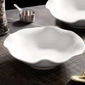 1 Piece Elegant White Ceramic Dessert & Salad Bowl, 8.4 Inches Lotus Design, Microwave Safe – Perfect for Noodles, Cereal, Soup | Novel Tableware for Home, Restaurant, Noodle Bowl