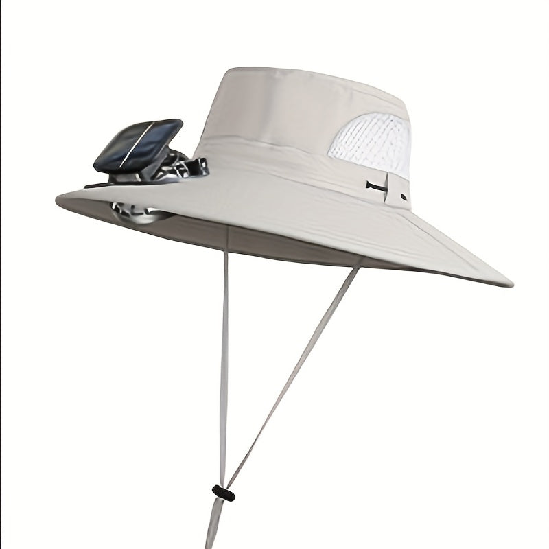 Outdoor Solar Fan Hat, 3-Speed Adjustable High Wind Breathable Design, Unisex Travel Mountaineering Bucket Hat, Essential Summer Outdoor Cooling Hat