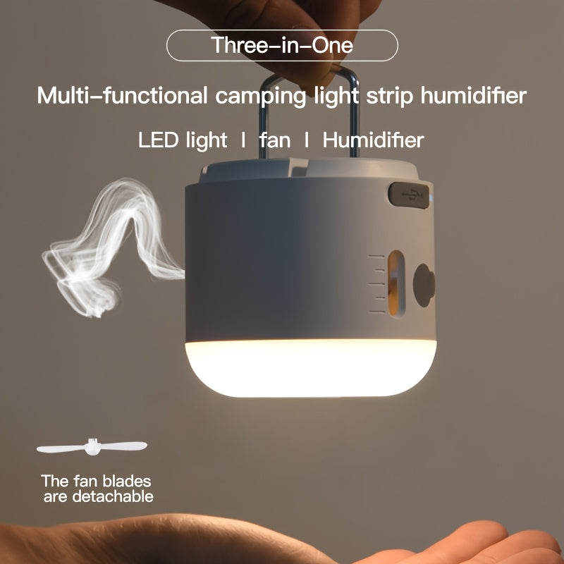 Portable Camping Fan with Night Light, Rechargeable Battery, Detachable Blades, Dual Function Mini Camping Light & Fan, Ideal for Outdoor Camping, Tent and Canopy Use