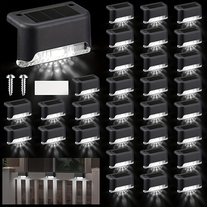 32/16 Outdoor Solar Step Light, Waterproof IP44 LED Solar Fence Light, Perfect for Stairs, Steps, Railings, Patios, Walkways, Gardens and Courtyards (Warm White), Halloween