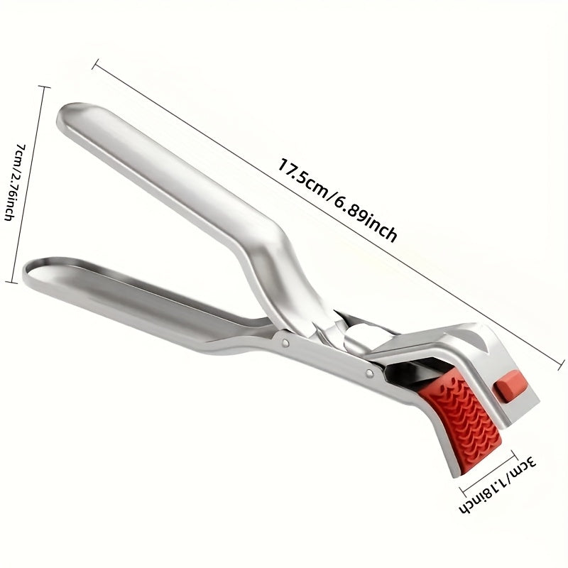 Stainless Steel Heat-Resistant Clip – Kitchen Bowl Tongs, Steamer Basket Clip – Heat-Resistant Kitchen Tool for Safely Lifting Hot Bowls, Plates & Cookware, for Air Fryer, Steamer, Oven – Ergonomic Handle, Practical Kitchen Gadget
