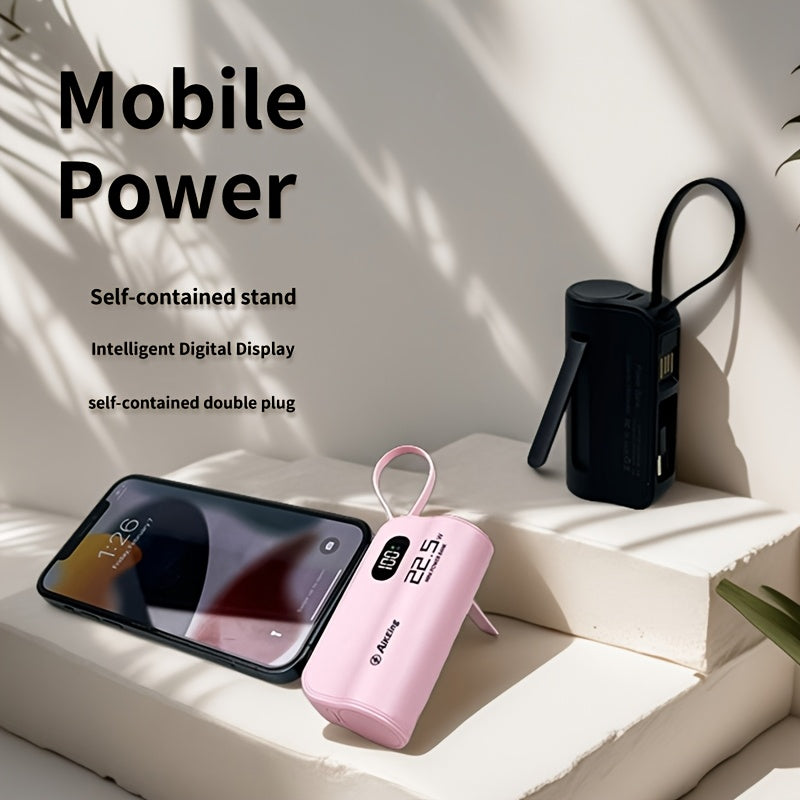 Aikeing Capsule Mini Portable Charger, 5000Mah Power Bank, 22.5 Watt Quick Charge, Dual Ports Including Type-C for Android Phones 16/15 And Other Digital Gadgets