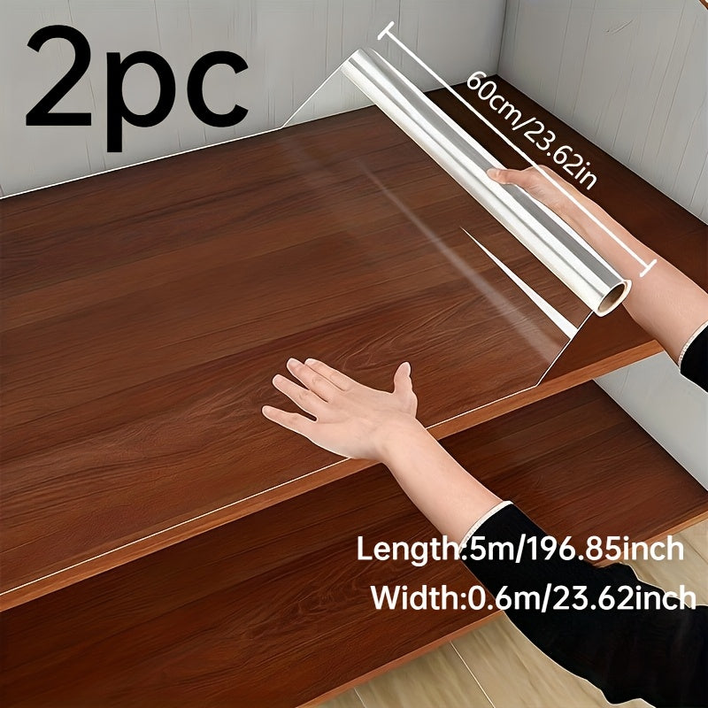 2透明不粘乙烯基膜 | 60cm*500cm，静电粘合，可移除，非常适合台面、木质表面、墙壁，无缝覆盖，耐用，适用于家庭和办公室装饰