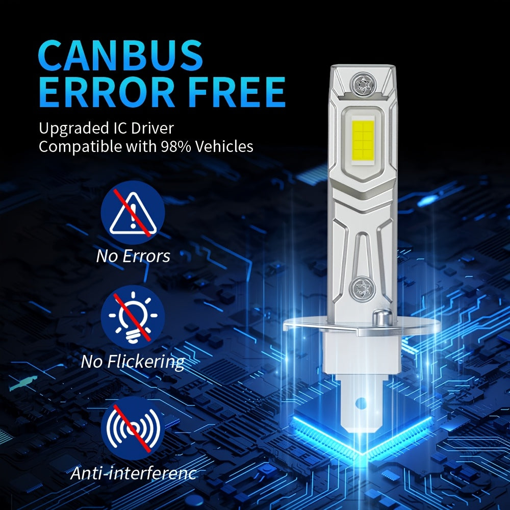 2025 Newest Upgraded H1 LED Headlight Bulbs 1:1 Size 18000LM White 6500K Super Bright LED H1 Fog Light Bulbs Plug-and-Play 2-Pack