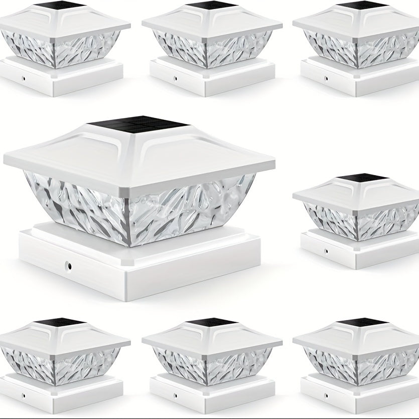 APZZLOXH Outdoor Solar Light - 8-Pack Installation - 12-Pack Installation 2 Types of Solar Fence Lights, Suitable for 4x44.5 X4.55x5 Wood and Vinyl Posts, Solar Deck Light Suitable for Front Porch Patio Decoration, Warm White and Cool White Light