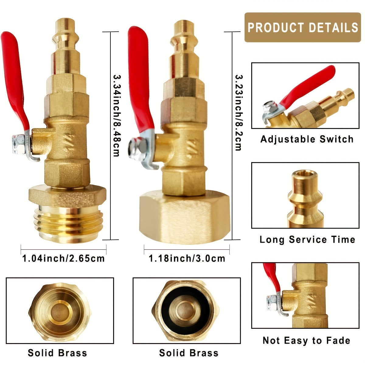 RV Winterize Blowout Adapter, with 1/4" Quick Connect Plug and 3/4" Garden Hose Thread, Winterize Quick Adapter with Ball Valve for Boat Camper Trailer Sprinkler System Irrigation Kit Fittings