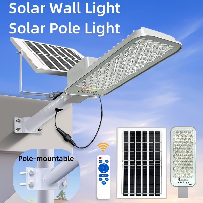 Solar Street Light - with Remote Control, 5000mAh Battery, 252 High-Brightness LED Beads, Outdoor Garden Sunroom, Porch and Courtyard Wall Light, Solar Street Light, High Power Illumination, Wall-Mounted Exterior Wall Light