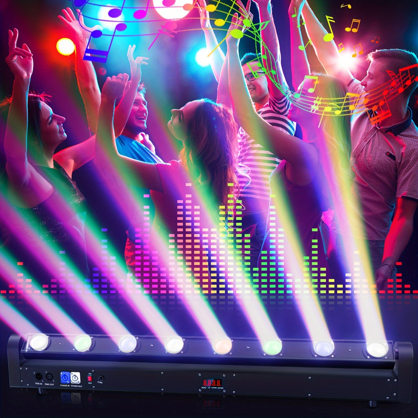 120W RGBW 4-in-1 Moving Head Light LED Stage Light, Suitable for Home Parties, KTV, Clubs, Bars, Weddings, DJ, Christmas, Halloween, Wall Washer Light