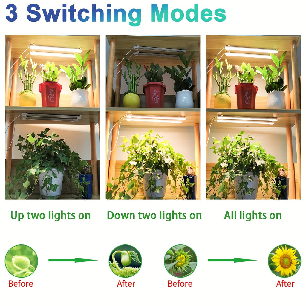 1/2-Pack LED Plant Grow Light Strip, 6000K Full Spectrum Grow Light for Indoor Plants, Daylight Grow Lamp with 3/9/12H Timer, 10 Dimmable Levels for Hydroponics Succulents, Plant Shelf Use