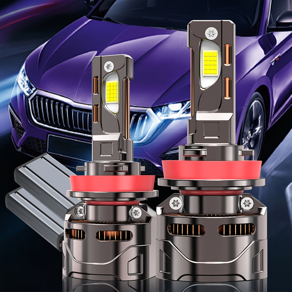 2 Super Bright LED Car Headlight Bulbs, 59400 Lumens, 330W High Power, 12V/24V, Compatible with H1 H4/9003/HB2 H7/H18 H16/H11/H9/H8 9005 9006/HB4 9012/HIR2-O127 Sockets. High/Low Beam Integrated