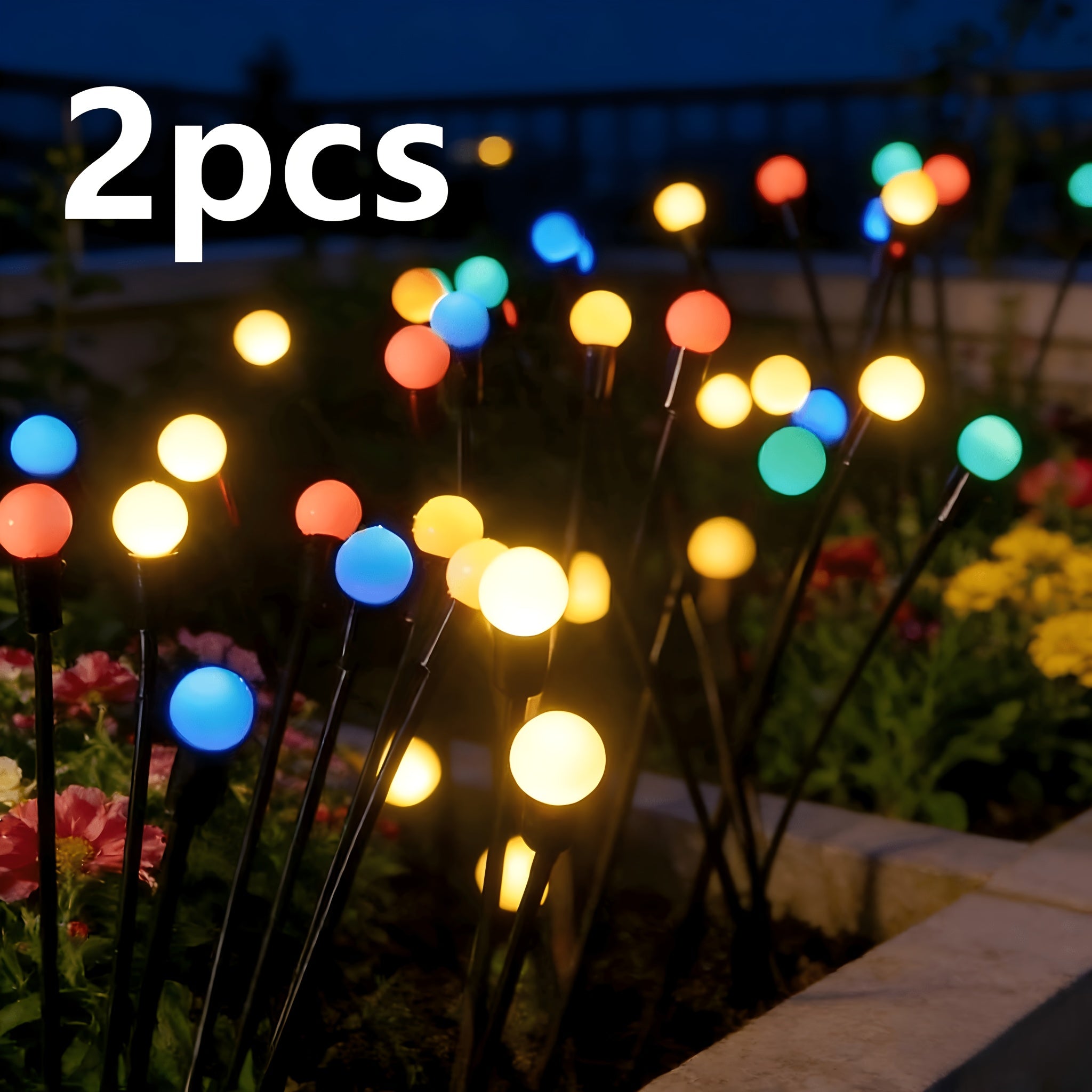 2 Pack Solar Firefly Light, Garden Atmosphere Ground Insert Light, Perfect for Garden, Lawn, Courtyard, Wedding, Valentine’s Day, Mother‘s Day, Outdoor Decoration