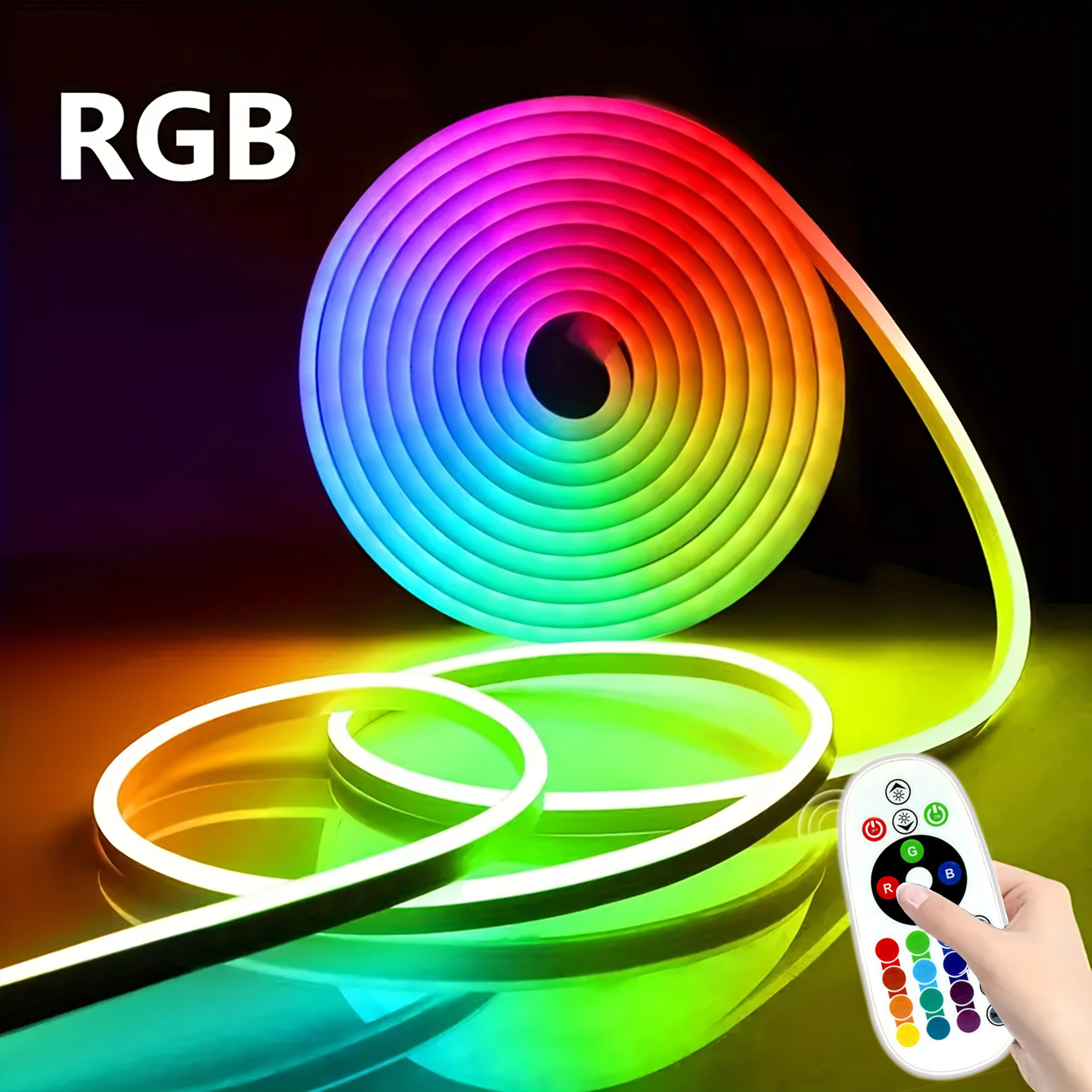 LQHZMYY 柔性霓虹灯灯带（100-500CM/39.3-196.8inch ），RGB多色，可以随意弯曲，DIY造型，带遥控器（不含电池） 常用于家庭装饰，派对氛围营造