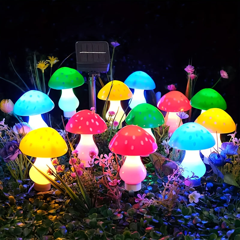8个太阳能蘑菇花园灯，8种照明模式，IP44，塑料蘑菇桩灯，用于露台，花园，小径，墓地，圣诞节，感恩节，新年礼物，户外串灯，装饰你的院子