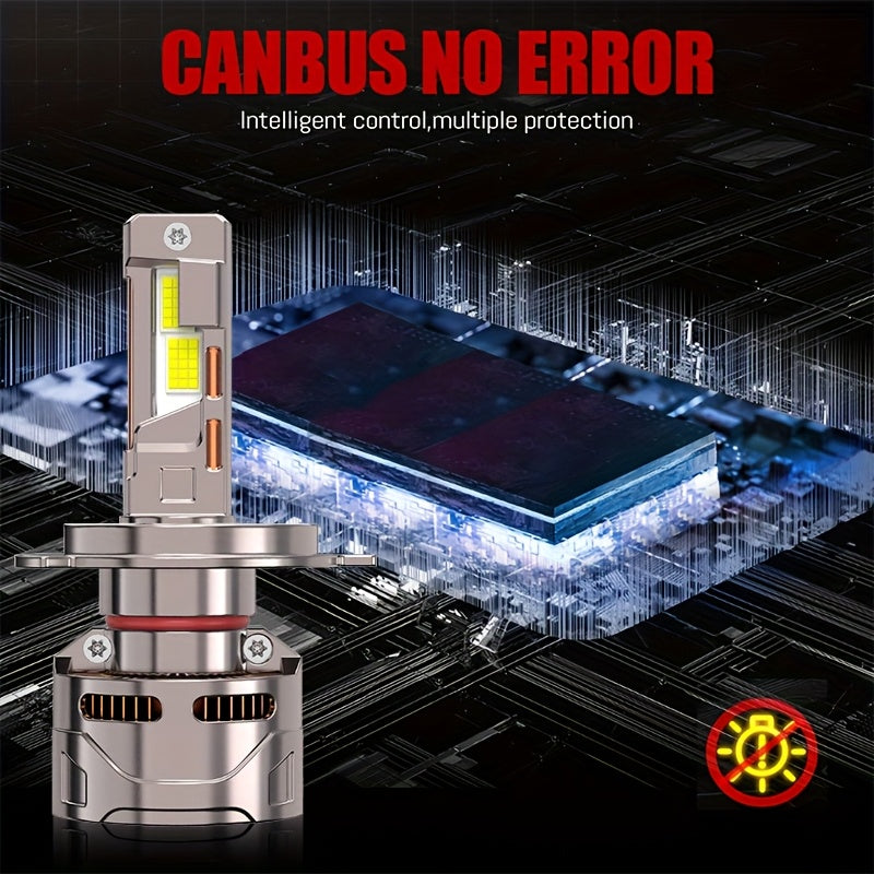 2-Pack External Driver Canbus Plug-and-Play Super Bright LED Car Headlight Bulbs, Compatible with H4/9003/HB2-B010 9005 9006 9012 H8 H9 H11 H16 Models, 280W 1200% Brightness 8890 CSP 12V/24V