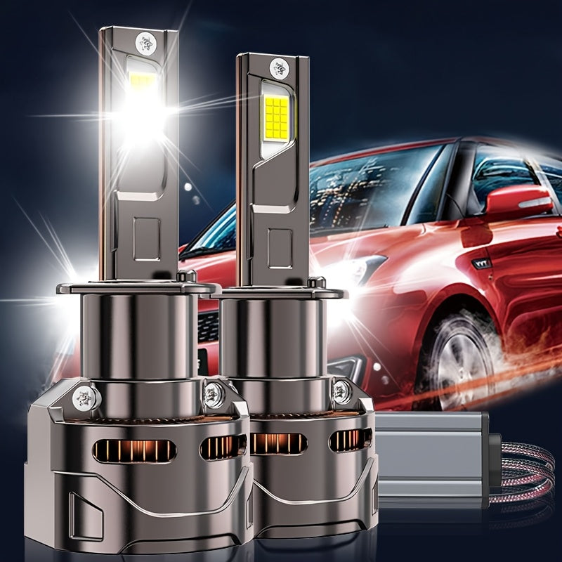 2Pcs for Truck or Car (12V-24V) 59500LM Super Bright LED Canbus H8 H9 H11 H16, H1, H7 H18, 9005/HB3, 9006/HB4, 9012/HIR2, Car Light, 7500K, 9570 Chip, 800% Brightness, Car Headlight Bulbs