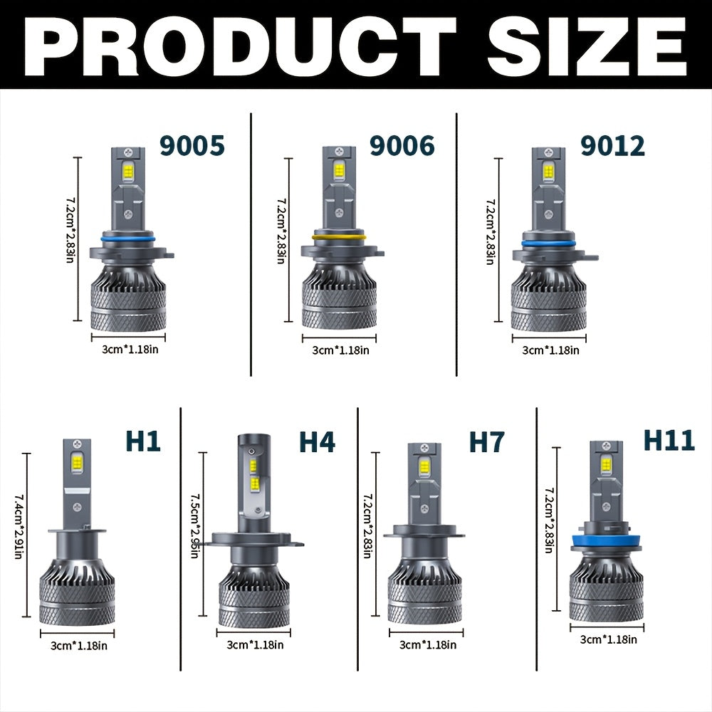 2-Pack O193 H11 LED Headlight Bulbs H11 Super Bright LED Headlights 800W High Power 6500K Color Temperature Compatible with H1, H4, H7 Sockets Improves Night Driving Safety 800% Brightness Increase Fits HB3, 9005, HB4, 9006, HIR2