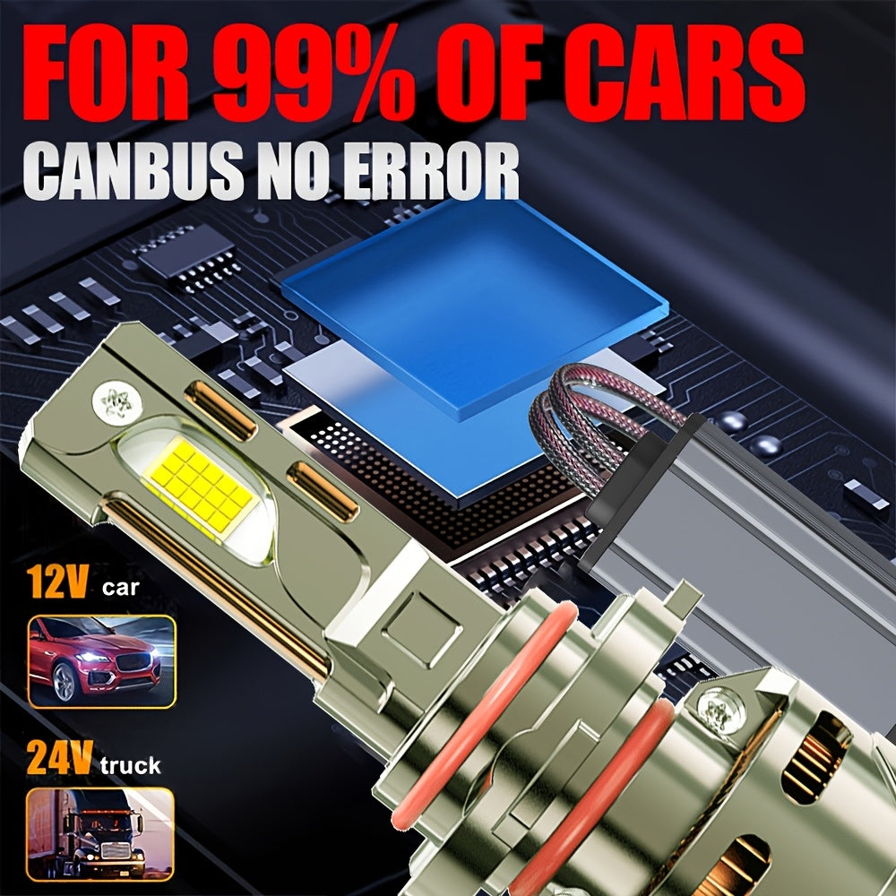 2PCS Super Bright LED Headlight Bulbs 51200LM, 300W High Power 7500K, for Motor Vehicles 9005/HB3, 9006/HB4, H11/H9/H8, H4/9003, H1, H7/H18, 9012/HIR2 Aluminum, Improves Night Driving Safety, External Driver