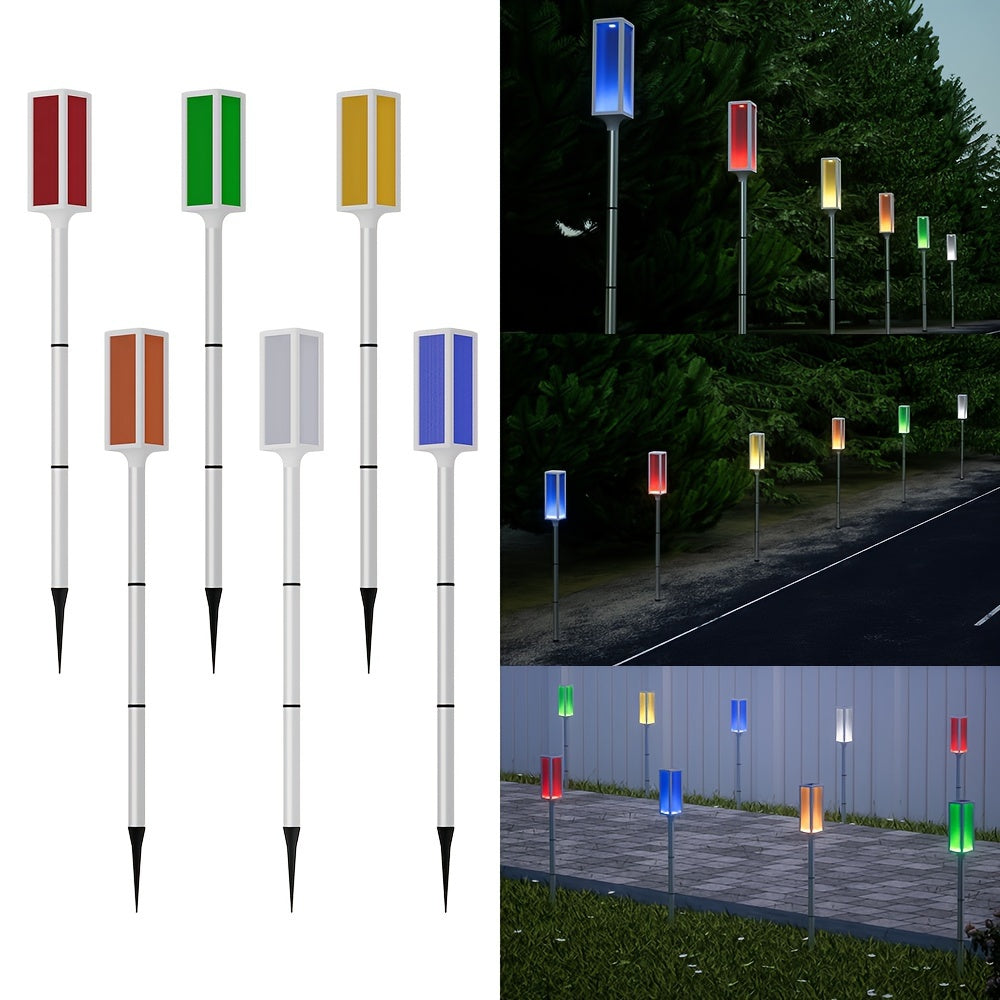 5pcs/Box IP44 Outdoor Solar Lawn Light, Roadblock LED Strobe Signal Ground Plug Lamp